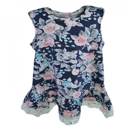 Tricouri fete - Tricou tip tunica pentru fete Happy House CVC-1553-2, Bleumarin