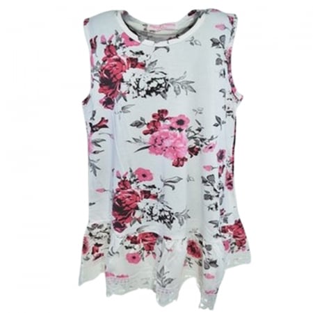 Tricouri fete - Tricou tip tunica pentru fete Happy House CVC-1553-4, Alb