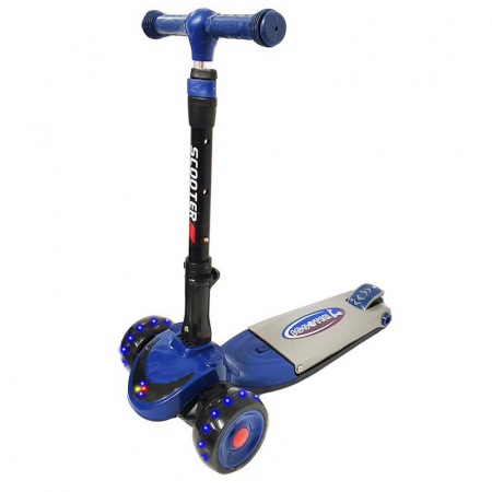 Trotinete - Trotineta transformabila cu lumini si sunet 2 in 1 RCO Scooter PC 77-B, Albastru