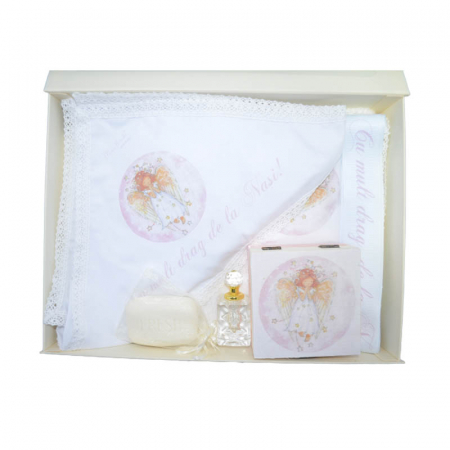 Trusou botez - Trusou pentru botez 8 piese Mini Bimbi TMB-B-19, Alb