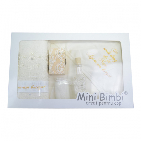 Trusou botez - Trusou pentru botez 7 piese Mini Bimbi TBMB-10, Crem