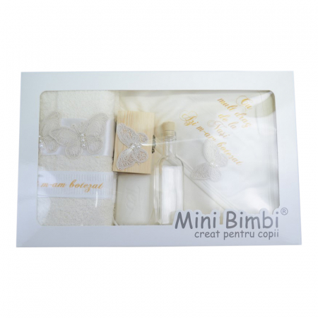 Trusou botez - Trusou pentru botez 7 piese Mini Bimbi TBMB-11, Crem