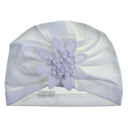 Caciuli fete - Turban din bumbac, pentru fete, Mini Junior T1811A-36, Alb