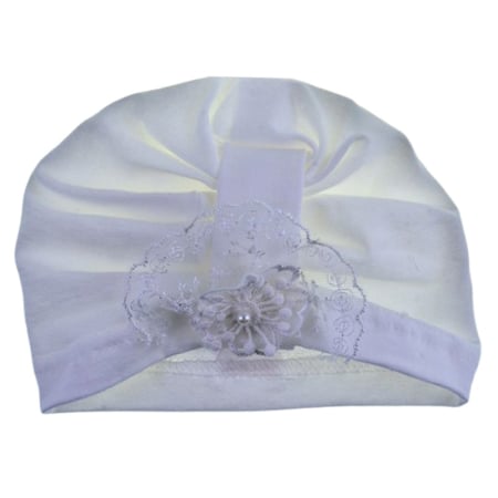 Caciuli fete - Turban din bumbac, pentru fete, Mini Junior T1811A12-38, Alb