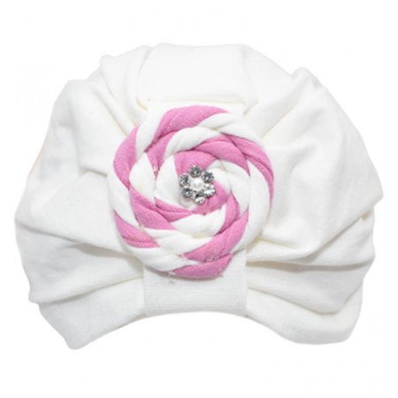 Caciuli fete - Turban pentru fete Mic Pitic 20523-5, Alb