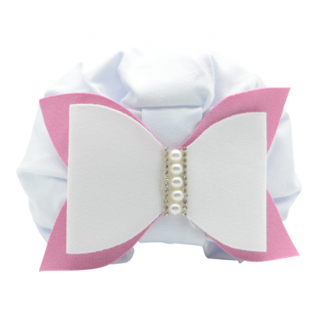 Caciuli fete - Turban pentru fete Mic Pitic T104-40, Alb