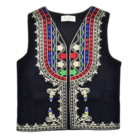 Costum popular - Vesta traditionala, cu motive traditionale, pentru copii, Mini Junior V2011, Negru