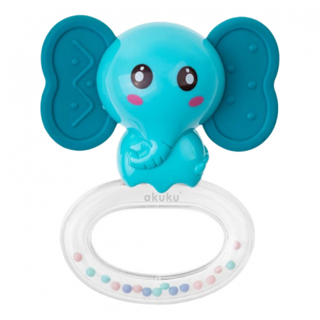 Jucarii zornaitoare - Jucarie zornaitoare pentru dentitie Akuku Elefant A050, Multicolor