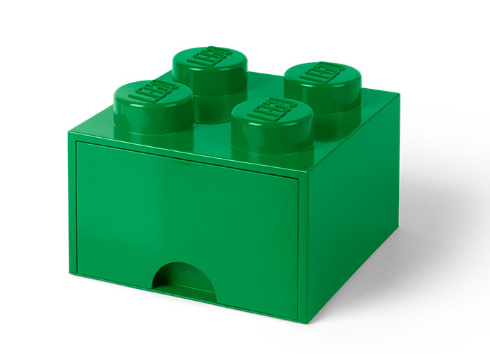 Cutie depozitare LEGO 2x2 cu sertar, verde [1]