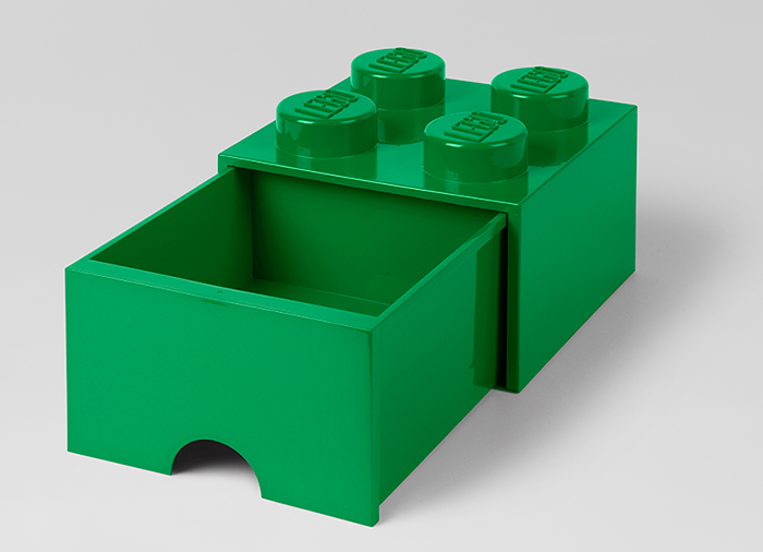 Cutie depozitare LEGO 2x2 cu sertar, verde [2]