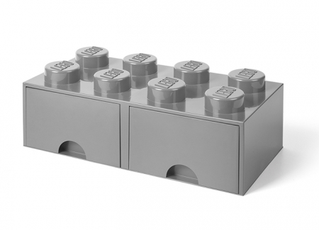 Cutie depozitare LEGO 2x4 cu sertare, gri [0]