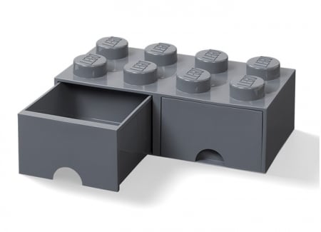 Cutie depozitare LEGO 2x4 cu sertare, gri inchis [1]