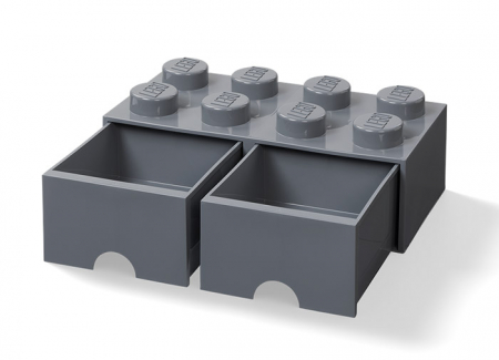 Cutie depozitare LEGO 2x4 cu sertare, gri inchis [2]