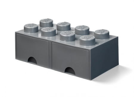 Cutie depozitare LEGO 2x4 cu sertare, gri inchis [0]