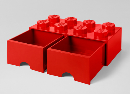 Cutie depozitare LEGO 2x4 cu sertare, rosu [1]