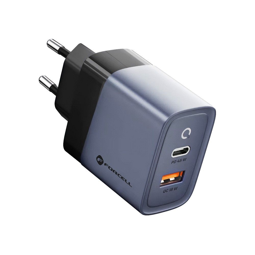 Încărcător de Călătorie Forcell F-Energy GaN VT-39, Type-C + USB-A, PD QC 4.0, 4A, 45W, Gri [3]