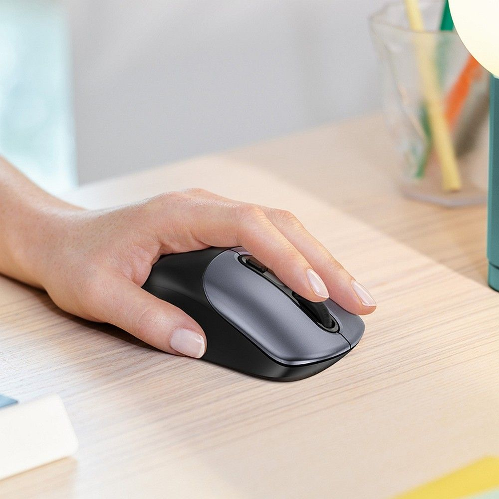 Mouse Wireless Hoco GM28, 2.4G, Negru/Gri Metalic [2]