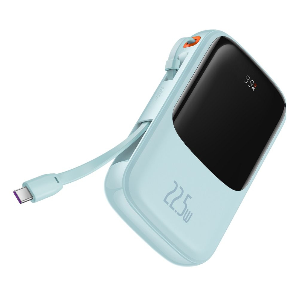 Powerbank Baseus 10,000 mAh cu Cablu Încorporat + Cablu USB-A la Type-C, 22.5W PD/QC 3.0, Albastru [2]