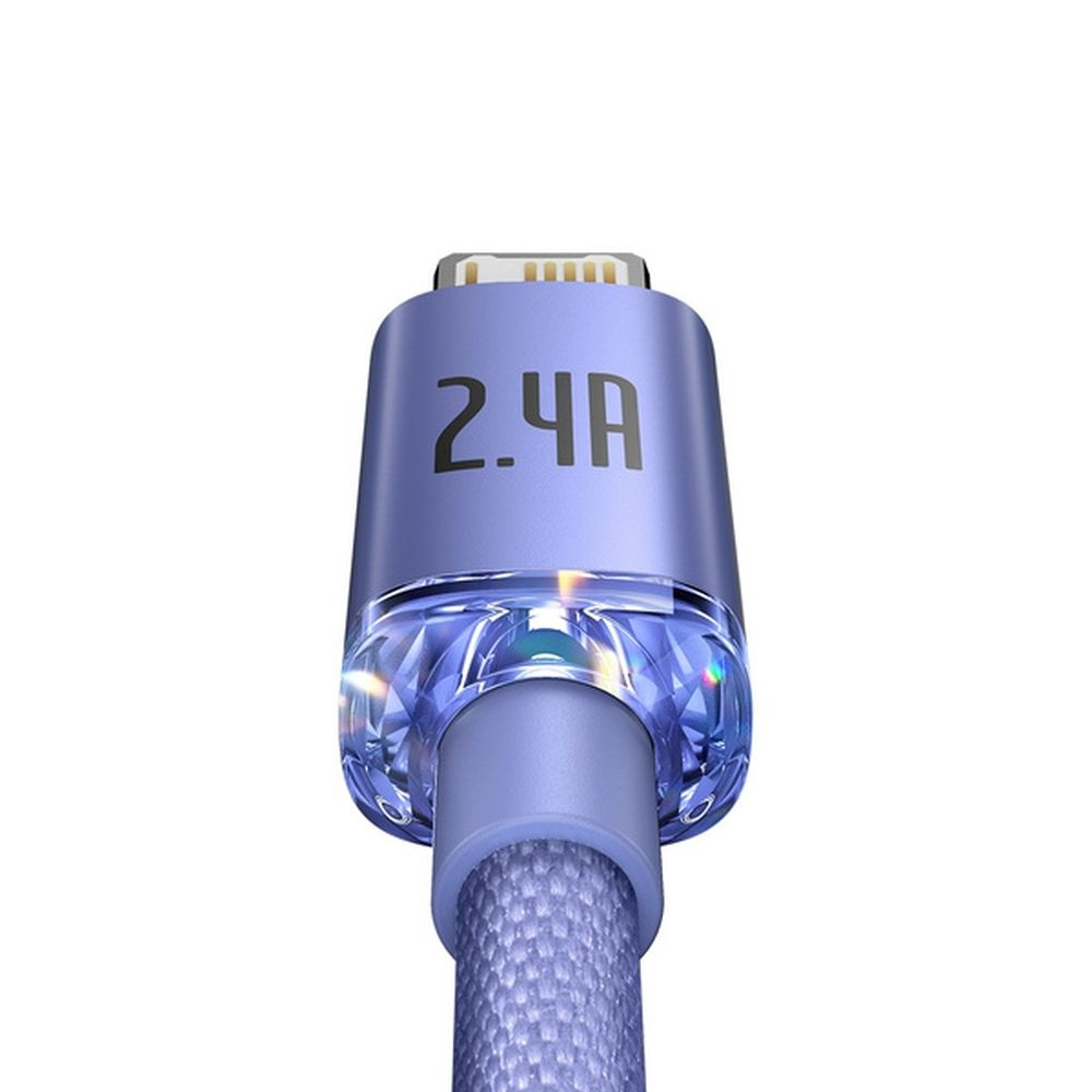 Cablu Baseus USB-A la Lightning, 2.4A, Crystal Shine Series, 1.2m, Mov [2]