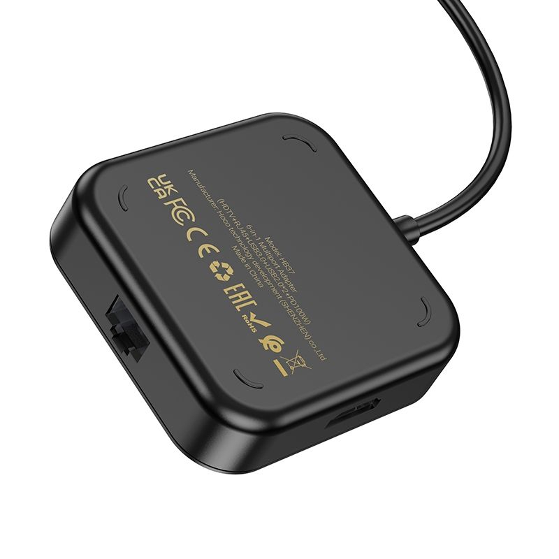 HOCO Adaptor HUB 6in1 Tip C HB37 0,2m Negru - Versatilitate și Performanță la Superlativ [2]