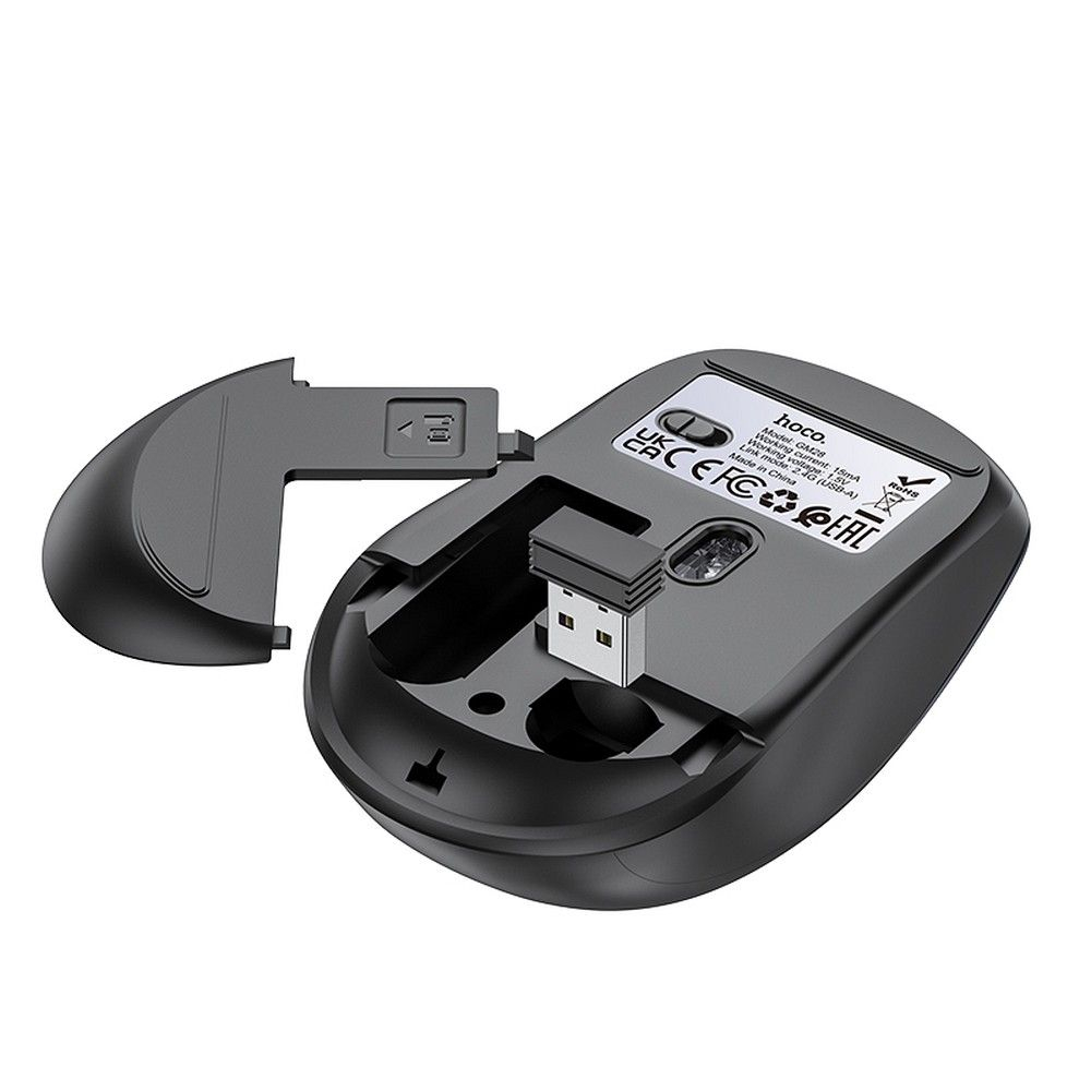 Mouse Wireless Hoco GM28, 2.4G, Negru/Gri Metalic [4]