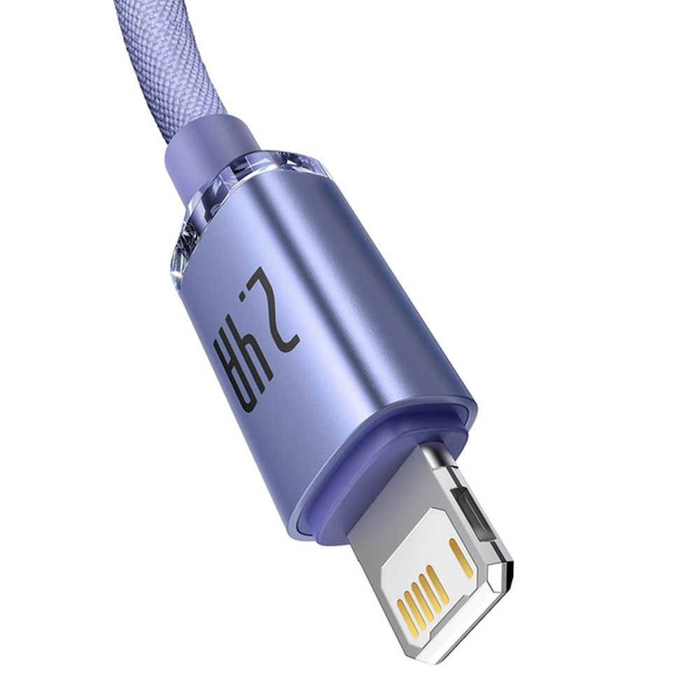 Cablu Baseus USB-A la Lightning, 2.4A, Crystal Shine Series, 1.2m, Mov [3]