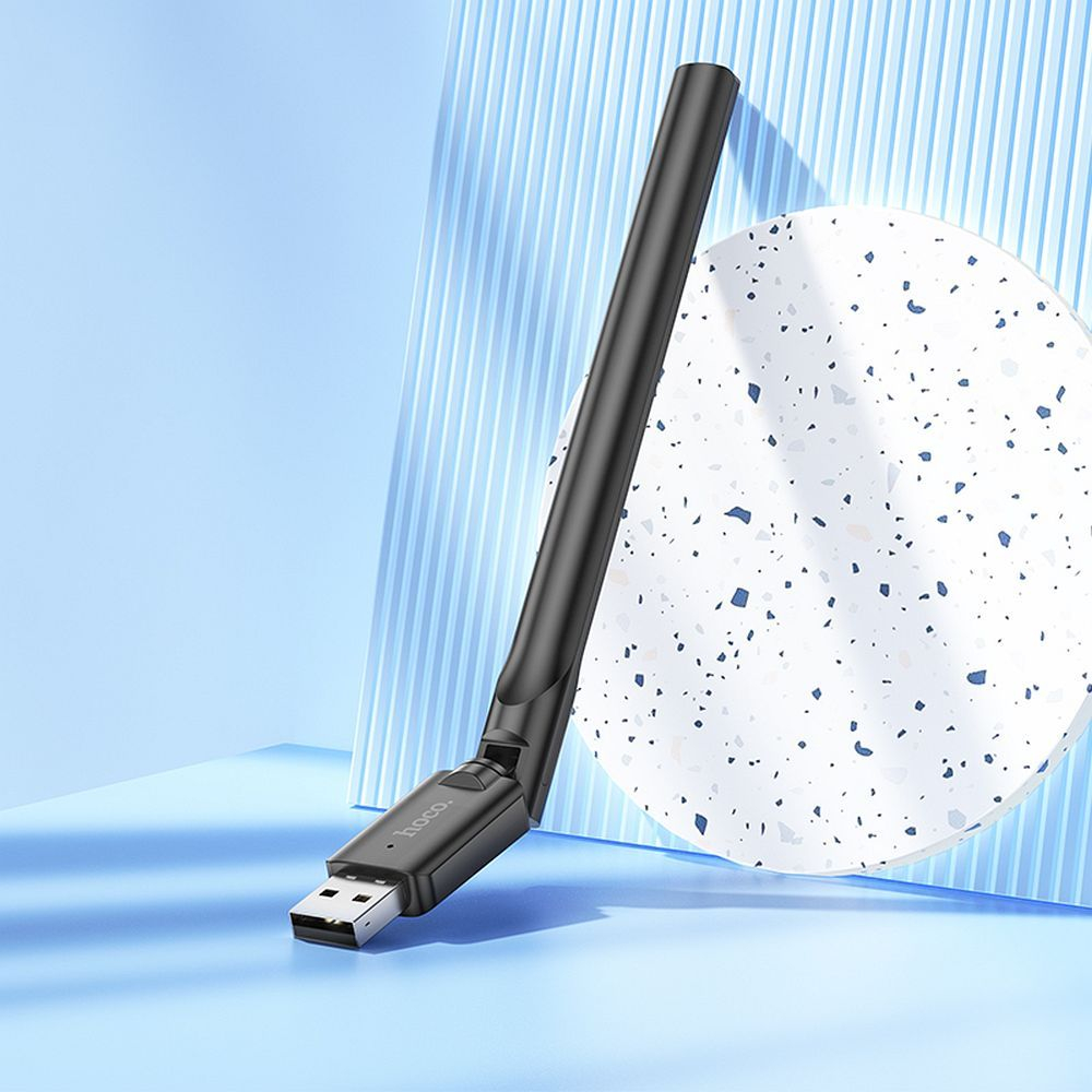 Adaptor WiFi USB Hoco Hi32 cu antenă externă, Wireless N 150Mbps, Negru [3]