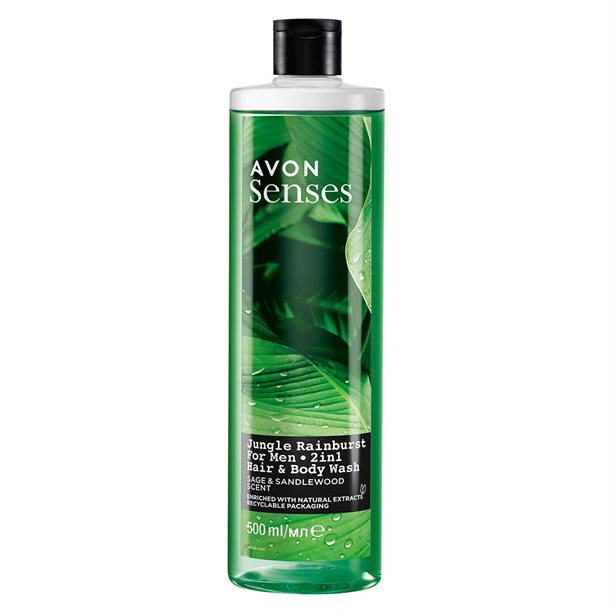 Gel de duș pentru păr și corp Jungle Rainburst pentru el 500ml - Avon [1]