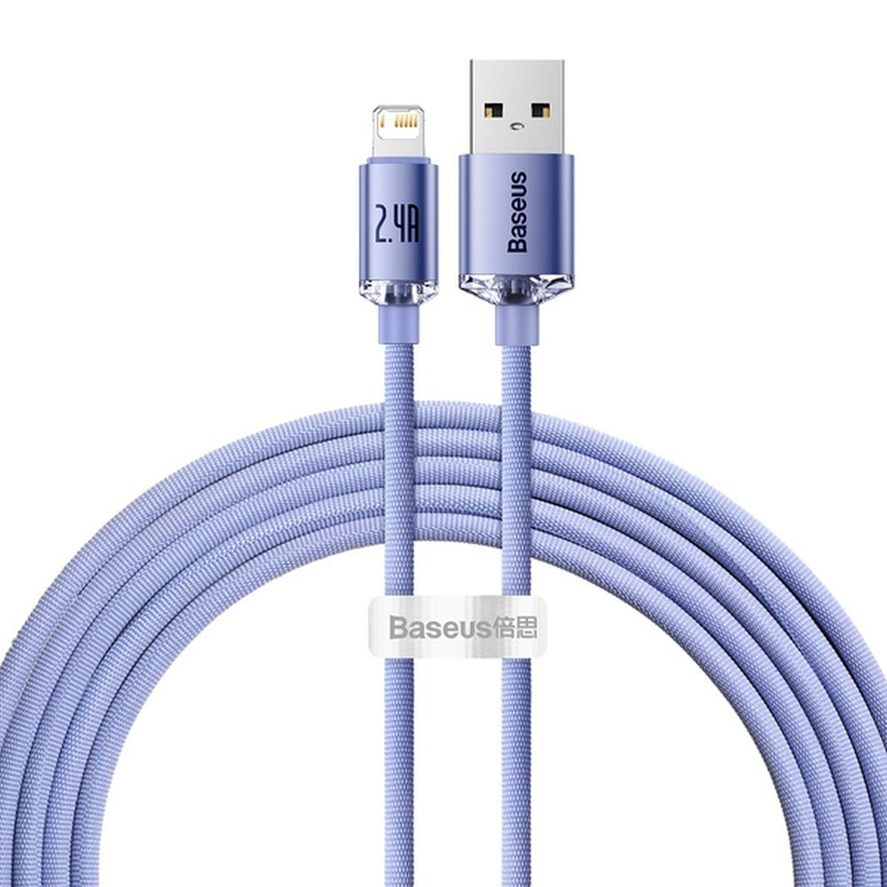 Cablu Baseus USB-A la Lightning, 2.4A, Crystal Shine Series, 1.2m, Mov [1]