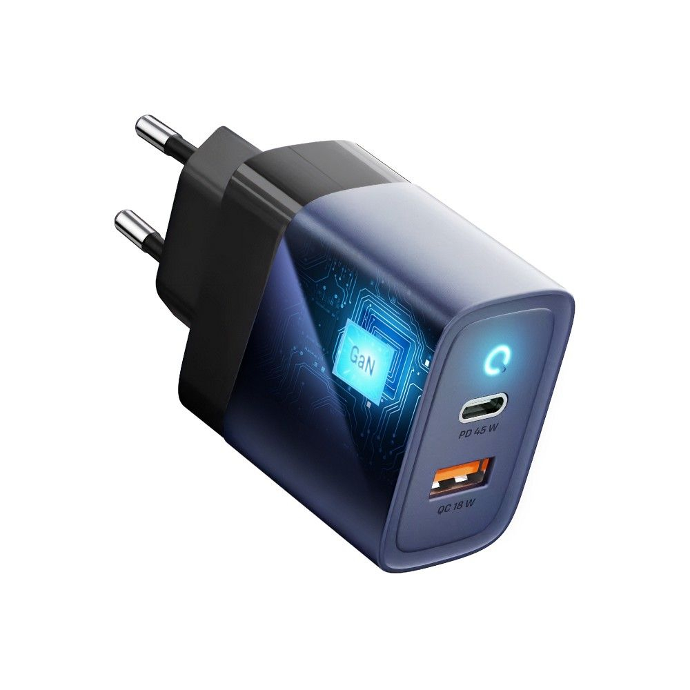 Încărcător de Călătorie Forcell F-Energy GaN VT-39, Type-C + USB-A, PD QC 4.0, 4A, 45W, Gri [1]