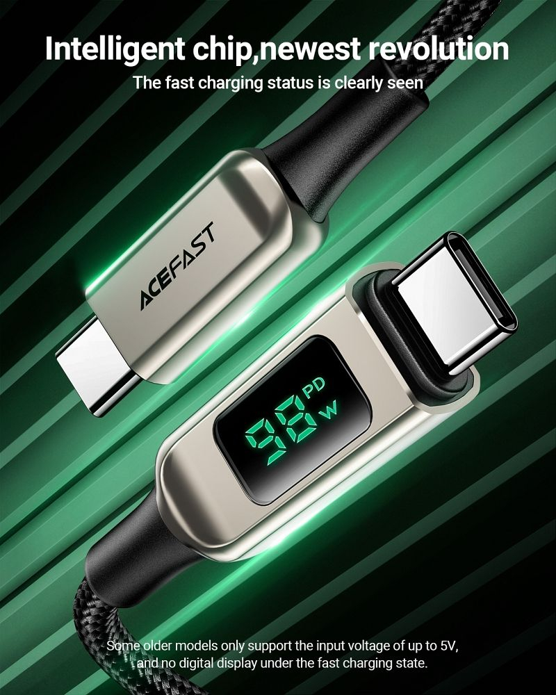 Cablu Acefast Type-C la Type-C 5A PD100W LCD C6-03 2m Argintiu [5]