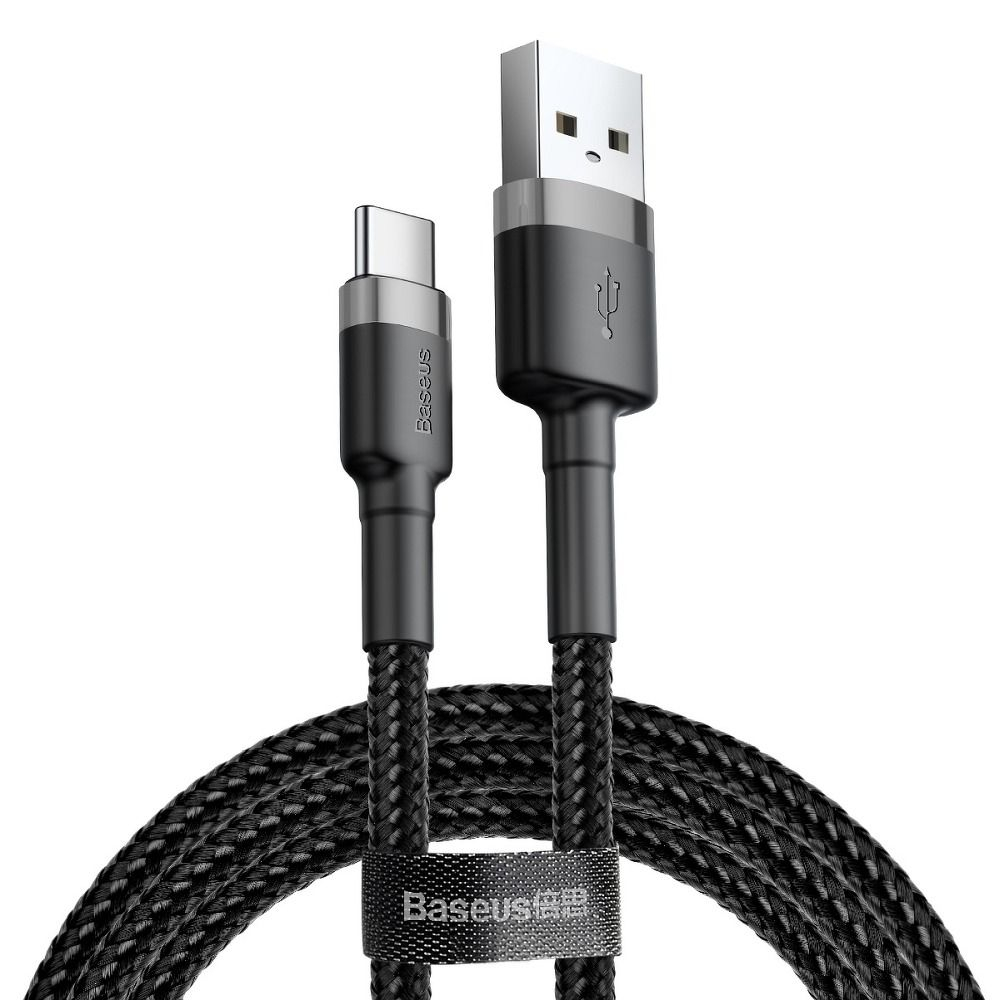 Cablu Baseus USB-A la Type-C, 1.5A, Cafule Series, 3m, Negru-Gri [4]