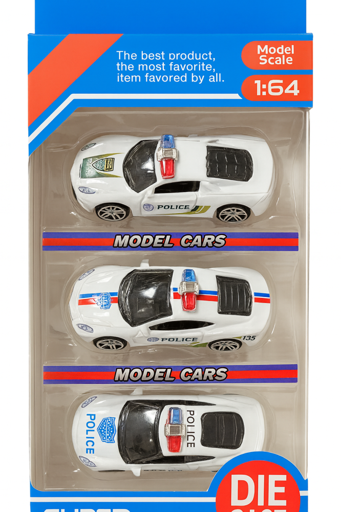 Set 4 mașinuțe metalice DIE-CAST – Model Cars Poliție 1:64 (Super Power) [1]