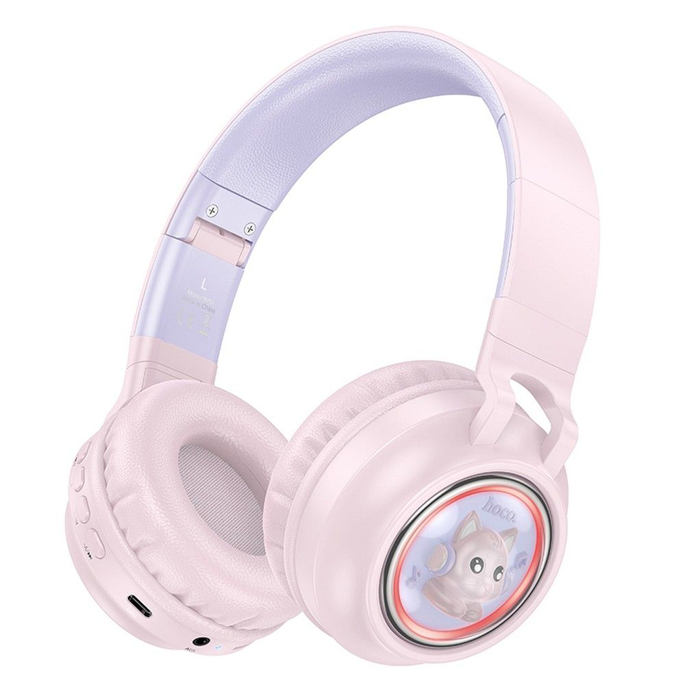 Căști wireless Hoco W50, Bluetooth, Over-Ear, Roz [2]