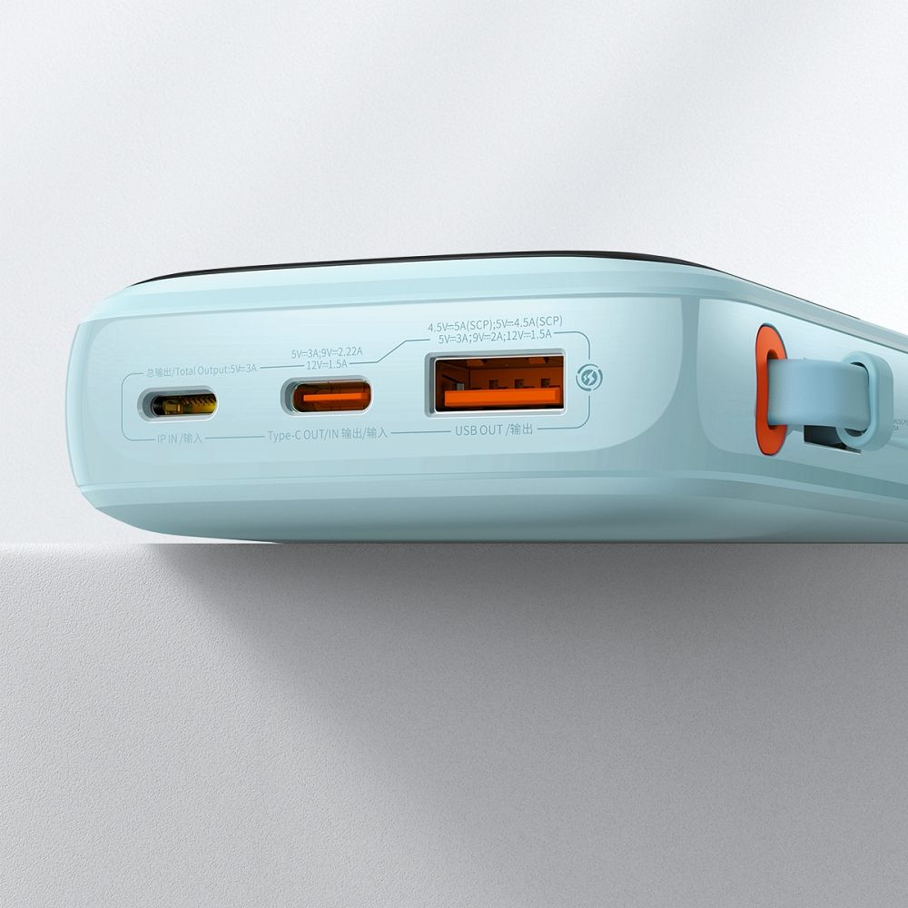 Powerbank Baseus 10,000 mAh cu Cablu Încorporat + Cablu USB-A la Type-C, 22.5W PD/QC 3.0, Albastru [6]