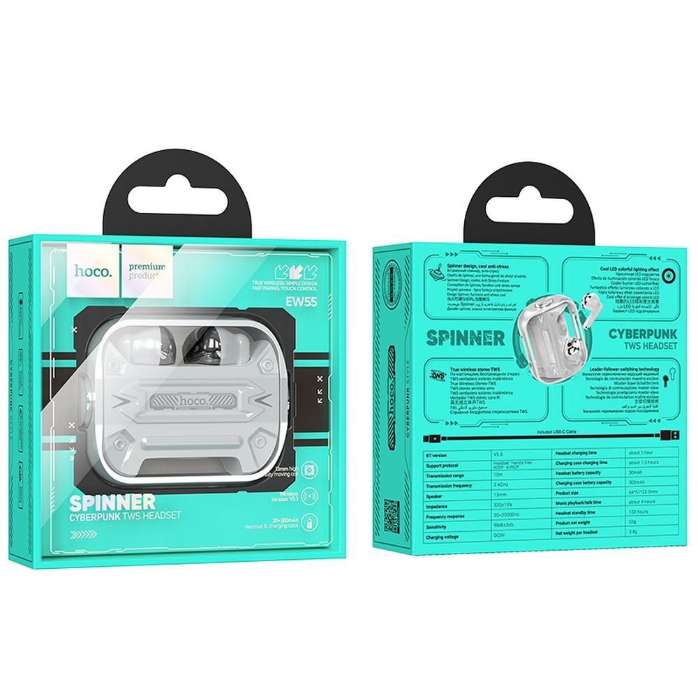 Căști wireless Hoco EW55, Bluetooth TWS, Argintii [5]