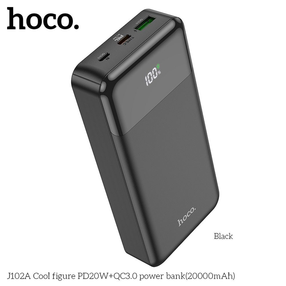 Power Bank Hoco J102A, 20000 mAh, 20W, PD + QC 3.0, negru – putere portabilă oriunde [1]