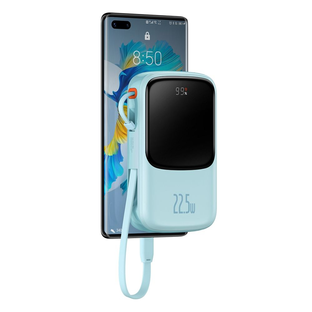 Powerbank Baseus 10,000 mAh cu Cablu Încorporat + Cablu USB-A la Type-C, 22.5W PD/QC 3.0, Albastru [8]