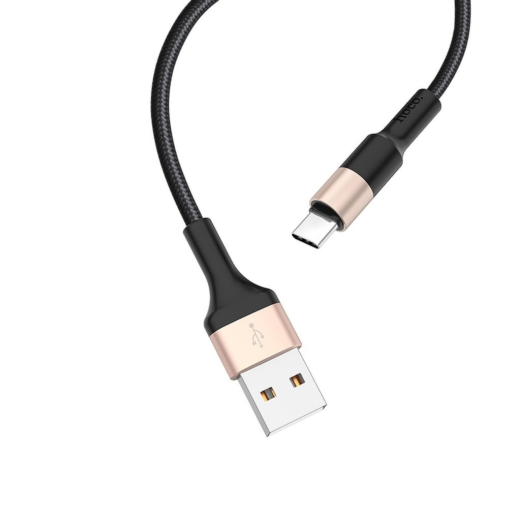 Cablu USB Hoco X26, USB-A la Type-C, 1m, 2A, Negru/Auriu [2]