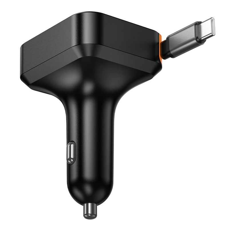 Încărcător Auto HOCO NZ18, 65W, QC/PD, Cablu Retractabil, 2×USB-C + USB-A, Black [5]
