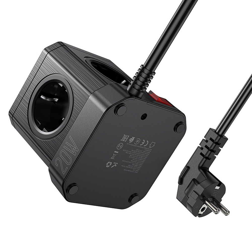 Prelungitor Multifuncțional Hoco, 5 Prize + 3 x USB-A + Type-C, 4000W, PD QC 3A - [4]