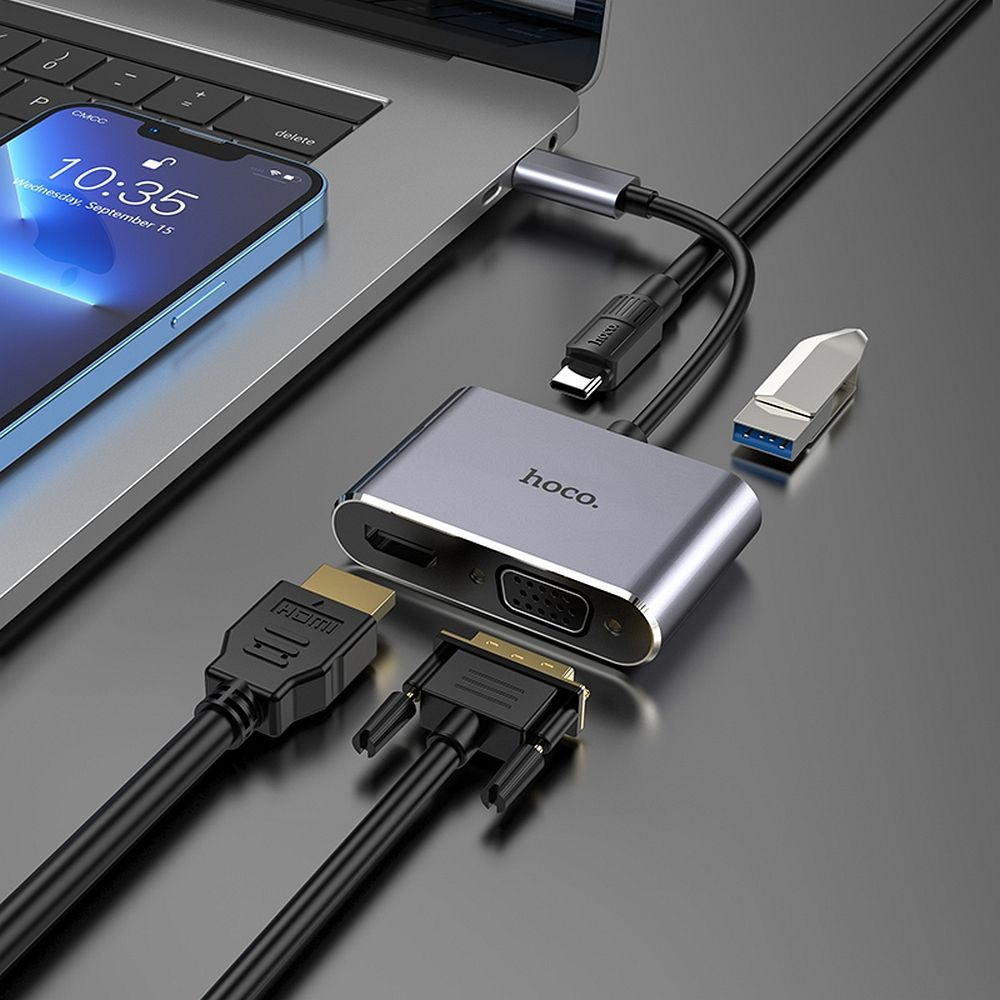 Adaptor HOCO HUB Tip C la HDTV+VGA+USB3.0+PD100W+HDMI HB30 HB30 [4]