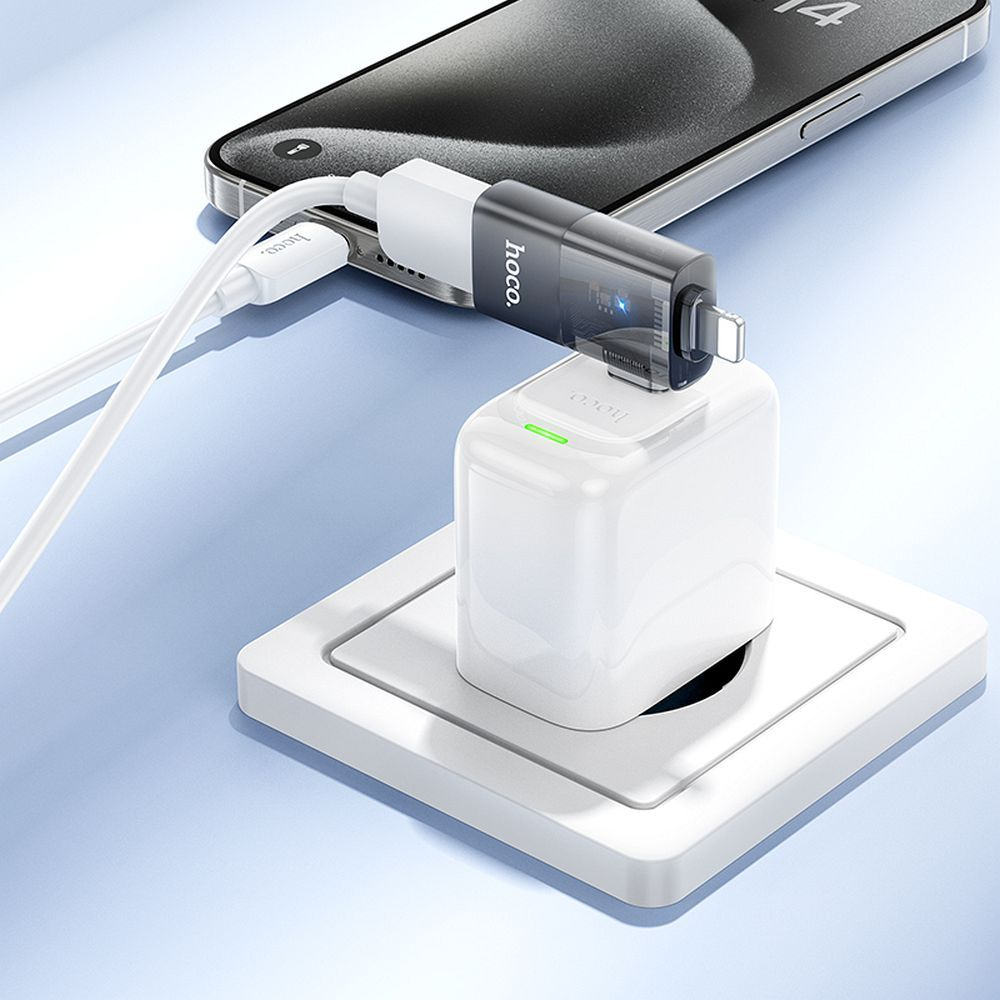 Adaptor HOCO OTG 2in1 Lightning (mascul) / Tip C (mascul) la USB A (fema) UA36E negru [4]