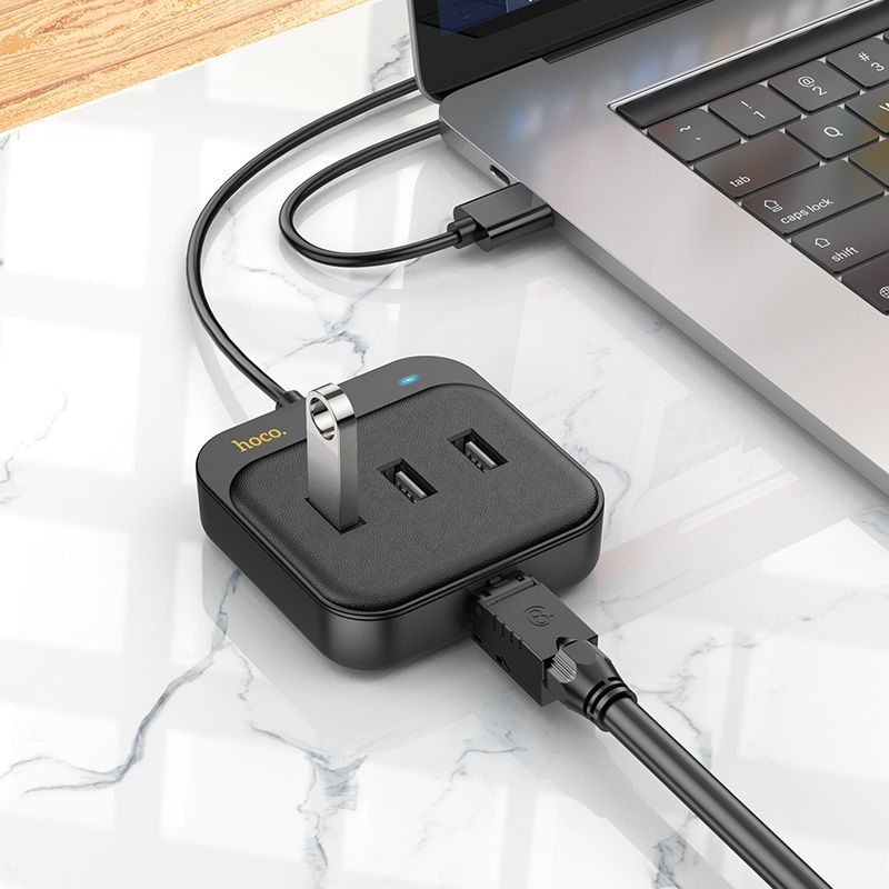 Adaptor Hub Hoco 4-în-1 USB-A, HB35, 1.2m, Negru [2]