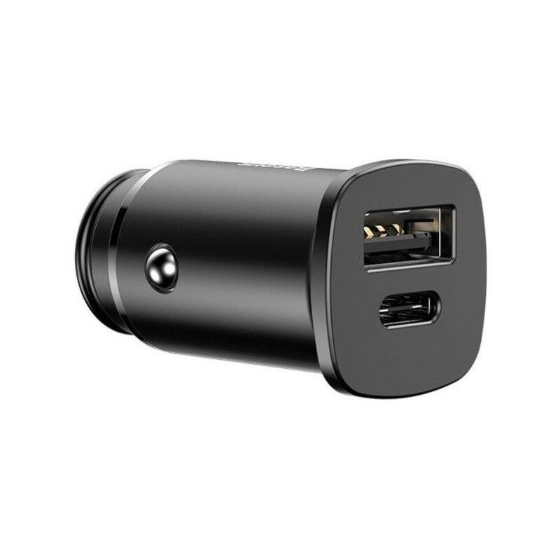 Baseus Încărcător Auto USB-A + USB-C, 30W, Fast Charge PD + QC4.0, 5A, Negru [3]
