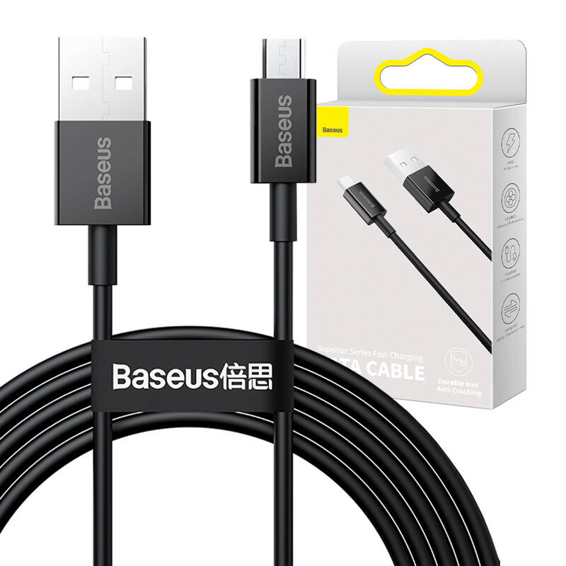 Baseus Superior Series cablu USB-A la Micro USB, 2m, 2A, negru (model CAMYS-A01) [2]