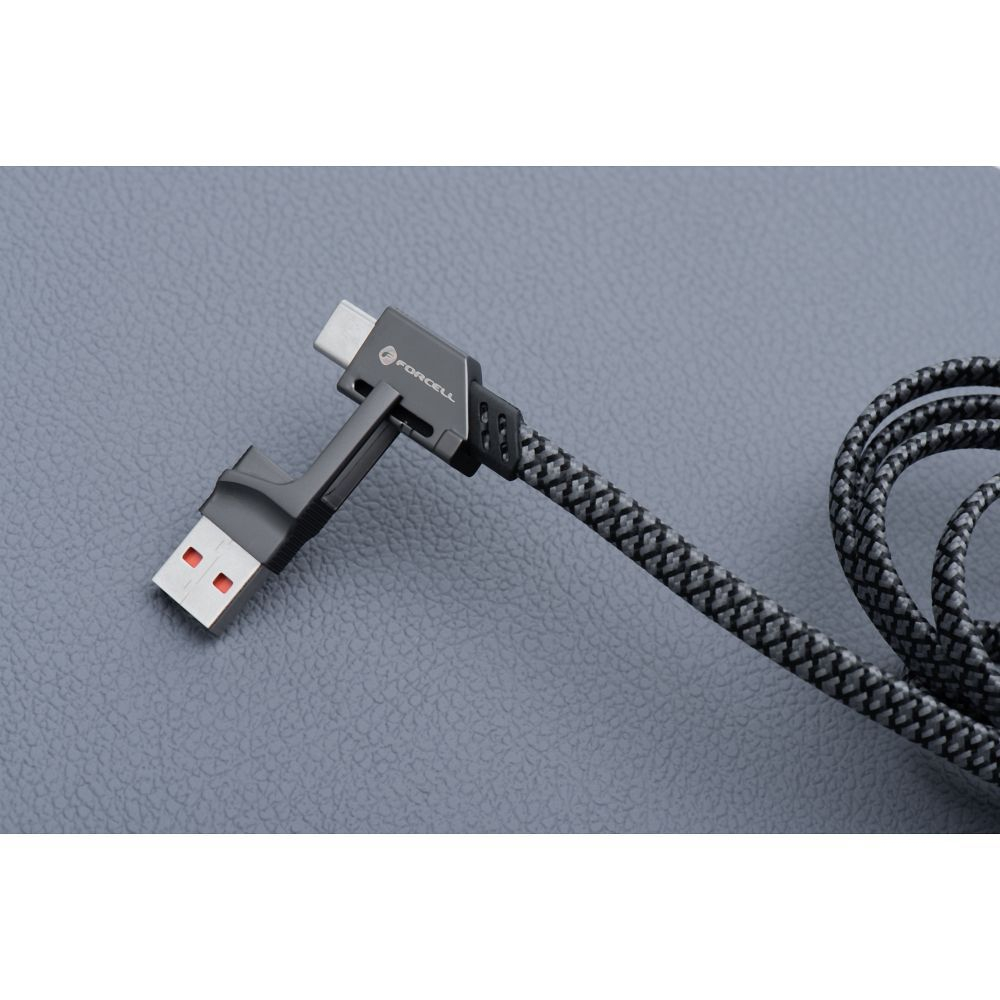 Cablu 4in1 Forcell F-Energy USB-C USB-A la USB-C Lightning 60W PD QC 1M Chrome [5]