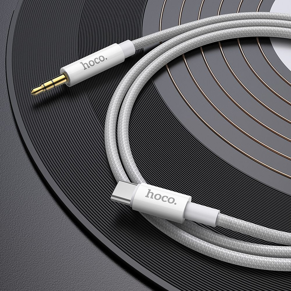 Cablu AUX Hoco Jack 3.5 mm la Type-C, UPA19, 1 m, Argintiu [2]