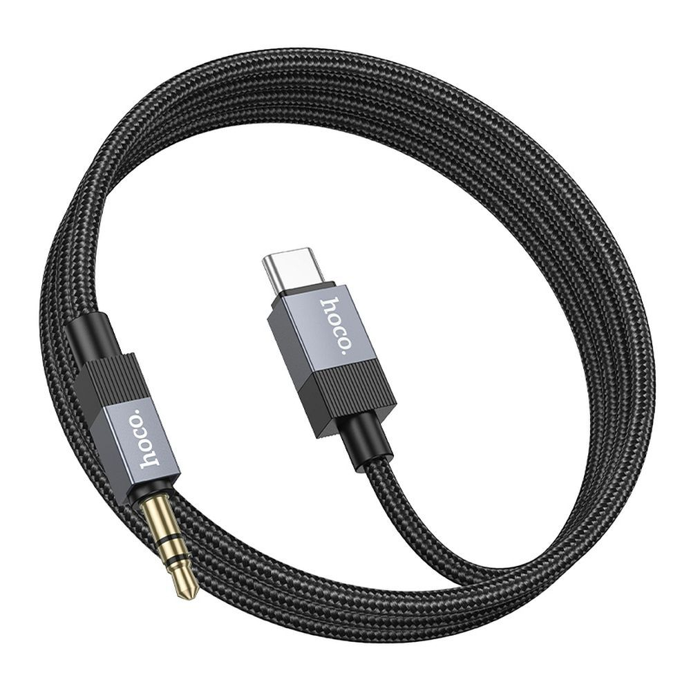 Cablu AUX Jack 3.5 mm la USB-C HOCO UPA32B, 1m, Black [5]