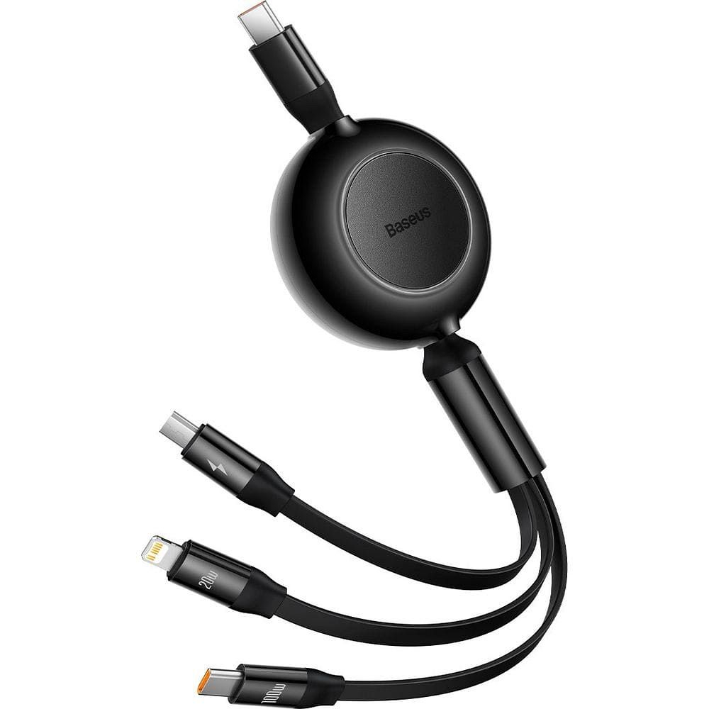 Cablu BASEUS 3in1 Tip C la MicroUSB / Lightning / Tip C PD QC4.0 3,5A 1m Negru [2]